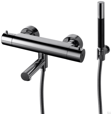 Torneira termostática para banheira e chuveiro EVM026-150 Latão Preto Cromado
