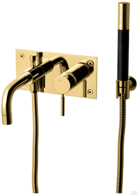 Torneira para banheira e chuveiro com chuveiro e mangueira BOX026, Honey Gold Brass