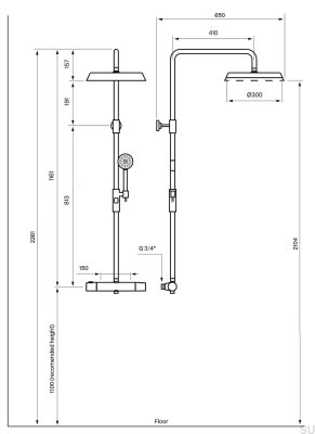 Conjunto de chuveiro ARM7200-150 Latão cromado