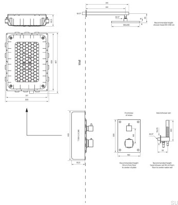 Conjunto de duche com torneira de pressão termostática BOX8268 SQUARE ED2 Latão Cromado