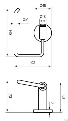 Porta papel higiênico TA235 latão cromado preto escovado