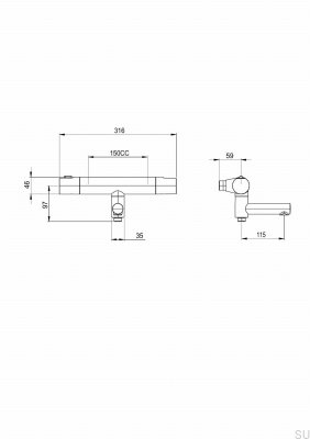 Torneira termostática para banheira de parede ARM022-150 Latão Marrom