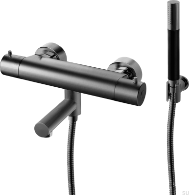Torneira termostática para banheira e chuveiro EVM026-150 Latão Preto Cromado Escovado
