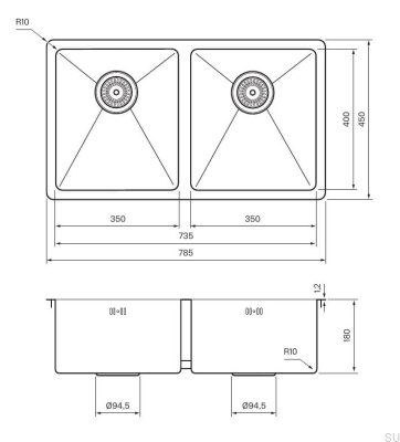 Pia de Cozinha 4040 Aço Preto Cromado PVD