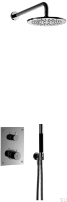 Conjunto de duche com torneira de pressão termostática BOX7268 ED2 Latão Preto Cromado