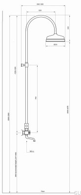 Conjunto de duche clássico com bica de banheira XCOL022-150 Latão polido sem pintura