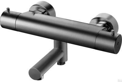 Torneira termostática para banheira e chuveiro EVM022-150 Latão Preto Cromado Escovado