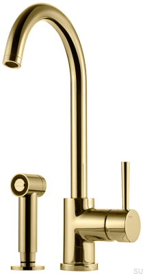 Torneira de cozinha de dois furos com chuveiro EVO200, Honey Gold Brass