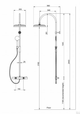 Conjunto de chuveiro ARM5300-150 Latão Preto Mate