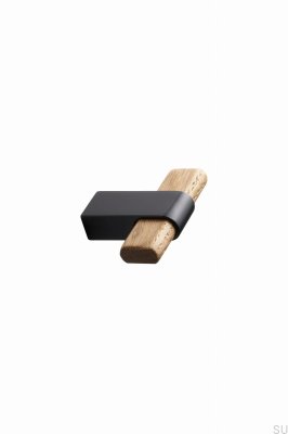 T-Bar Crossing 50 Metal Matte Black Maçaneta para móveis com madeira de carvalho