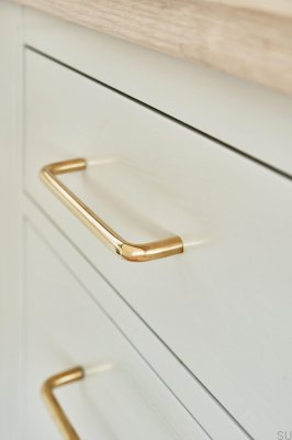 Puxador tubular 128 longo para móveis Latão Dourado Polido Sem Envernizamento