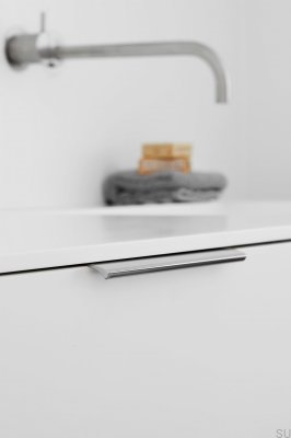 Puxador para móveis Edge Straight 200 em alumínio branco fosco
