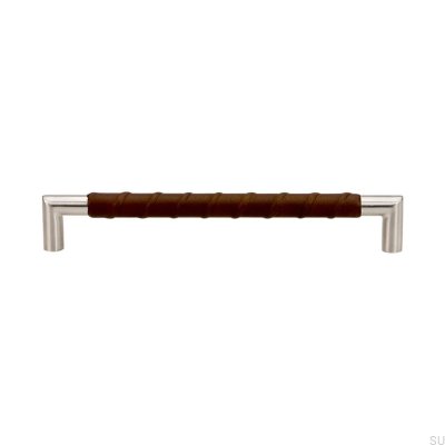 Puxador de móvel oblongo Padrão 12 192 de couro marrom.