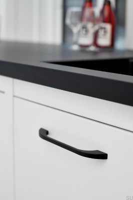 Puxador para móveis oblongo Slim 320, metal, preto mate