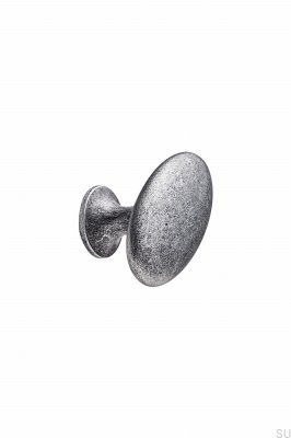 Botão para móveis Oval Simple W/Pins 26, metal, cinza