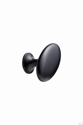 Botão para móveis oval simples com pinos 26, metal preto fosco
