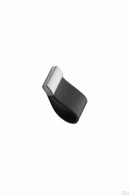 Puxador de móvel Strap 16 Couro Preto com Prata