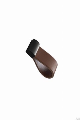 Puxador de móvel Strap 16 Couro Marrom com Preto