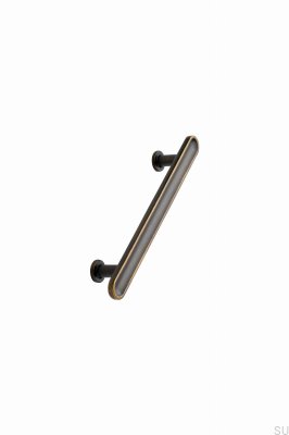 Puxador longitudinal Chateau 128, metal, bronze antigo