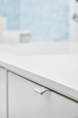 Puxador para móveis Edge Straight 100 em alumínio branco fosco