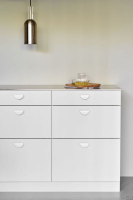 Puxador para móveis horizontal pequeno 32 oblongo, metal, branco fosco