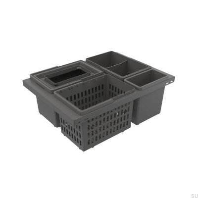 Recipiente de reciclagem Cube Basic Low Eco 600, cinza escuro