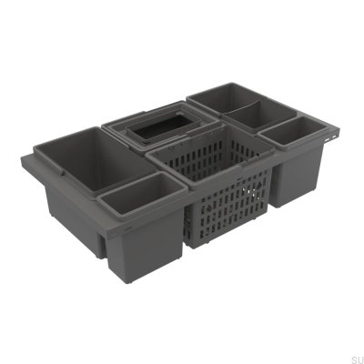 Recipiente de reciclagem Cube Basic Low Eco 800, cinza escuro