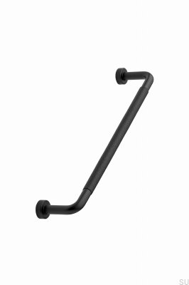 Lounge 160 Metal Matt Black Puxador para Móveis com Couro Preto