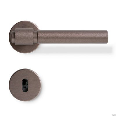 Maçaneta para porta Helix Plain 200, metal, marrom escuro