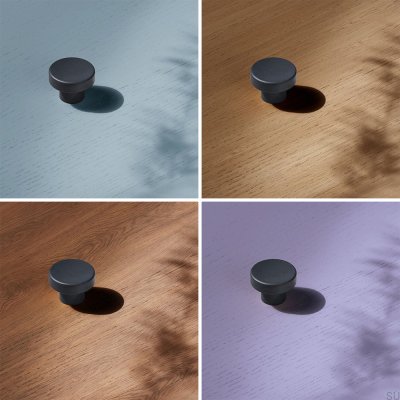 Botão para móvel circular 33 em metal azul profundo