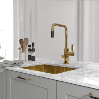 Torneira de cozinha com bico extraível ARM577 Honey Gold Latão