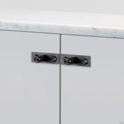 Puxador de móvel com arruela Linear Plate 12 em aço cor de chumbo (conjunto)