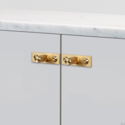 Puxador de móvel com arruela Linear Plate 12 em latão (conjunto)