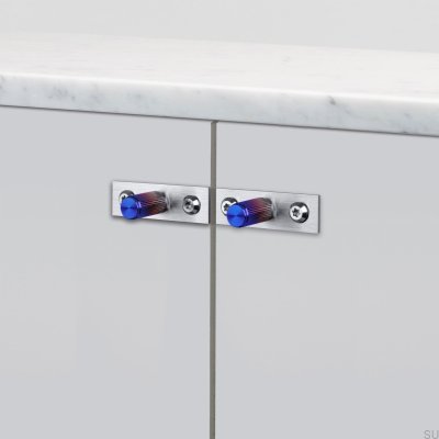 Puxador de móvel com arruela Linear Plate 12 em aço queimado (conjunto)