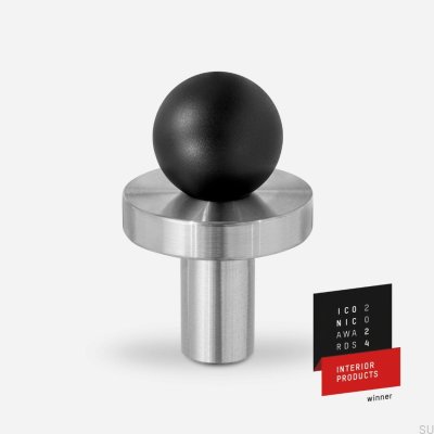 Puxador para móveis Pola latão preto com base em aço escovado