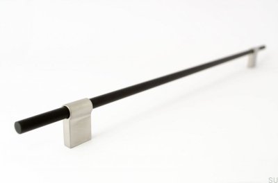 Puxador de móvel alongado Line Mix 342 Metal preto com aço escovado