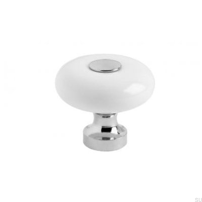 Botão para móveis SP5 Porcelana branca, cromo polido