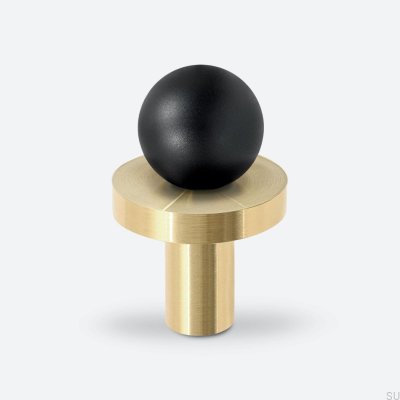 Puxador de móveis Pola Brass Black com almofada de latão escovado