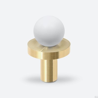Puxador de móveis Pola Brass White com almofada de latão escovado
