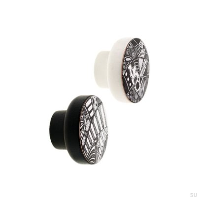 Puxador para móvel Kosmosy Preto&Branco 40 Madeira Esmaltado Branco (padrão D)