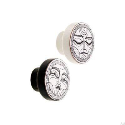 Puxador para móveis Faces Preto&Branco 40 Madeira Esmaltado Branco (padrão E)