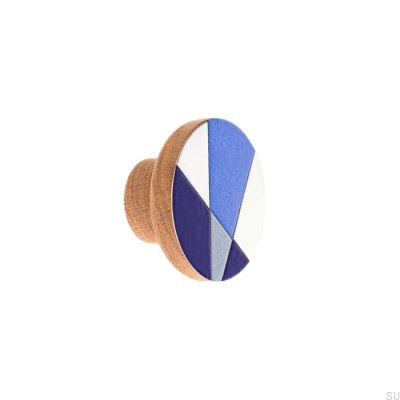 Puxador para Móveis Moderna Azul 55 Madeira Carvalho Esmaltado Branco-Azul Óleo Duro Incolor Semi-Fosco