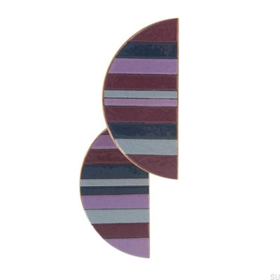 Puxador para móveis esmaltado em cobre Tone Violet 100 com madeira de carvalho, óleo duro, incolor, semi-fosco