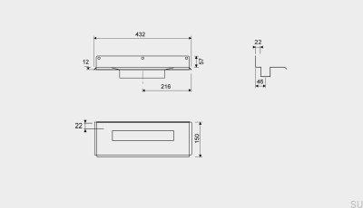 Dreno linear 1004 300 Flange traseira Parede aço