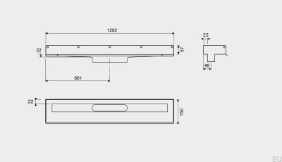 Dreno linear 1001 1200 3 flanges parede aço