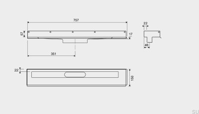 Dreno linear 1002 700 Flange esquerda Parede aço