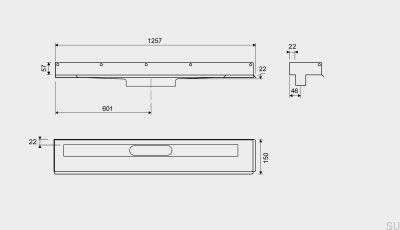 Dreno linear 1002 1200 Flange esquerda Parede aço