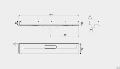 Dreno linear 1003 1200 Flange direita Parede aço
