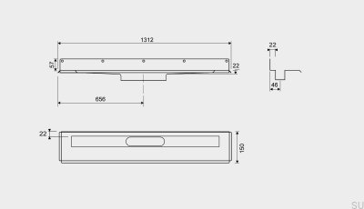Dreno linear 1004 1200 Flange traseira Parede aço
