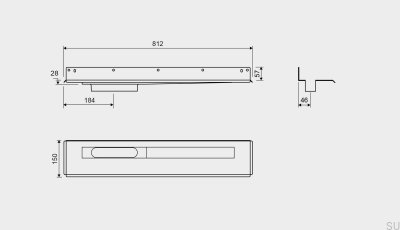 Dreno linear 1004 700 Flange traseira Dreno de parede esquerdo Aço